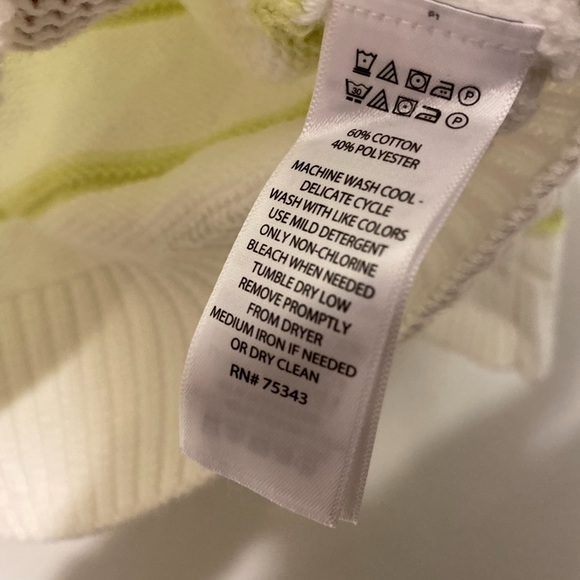 CHRISTIAN SIRIANO Striped Pullover Sweater Jumper Ivory Green V-neck NEW - Picture 6 of 6